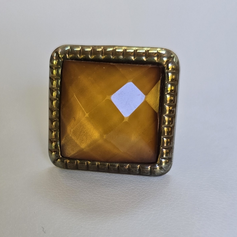 Simulated Citrine Colored Costume Ring Size 7